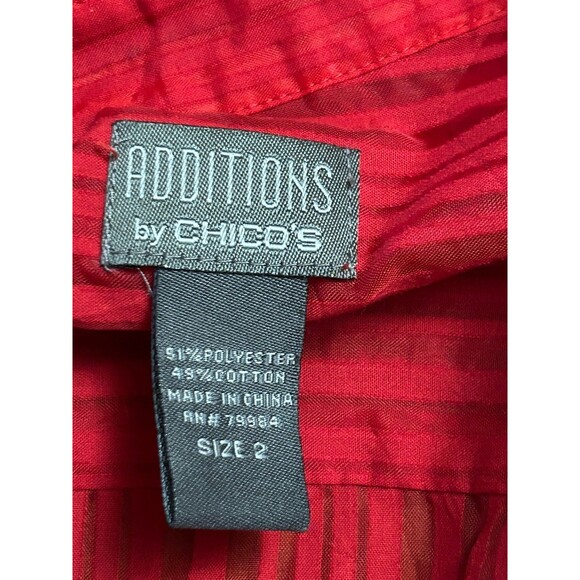 Additions By Chicos Red Striped Button Down Shirt Chicos Sz 2‎ (Sz 12) - Picture 5 of 5